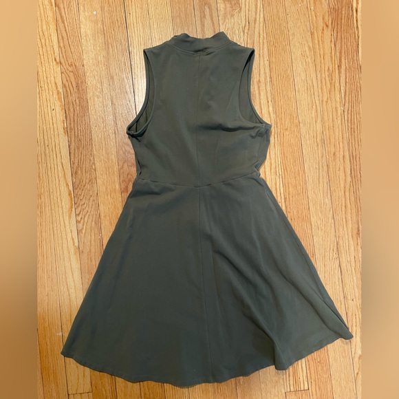 Express Olive Green V-Neck Mini A-Line Dress - Size S - Picture 3 of 3